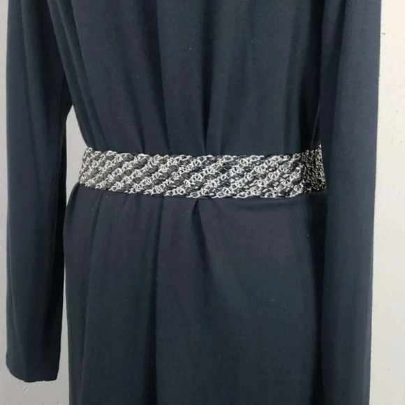 Black/silver links braided front tie 60" belt - Picture 3 of 6